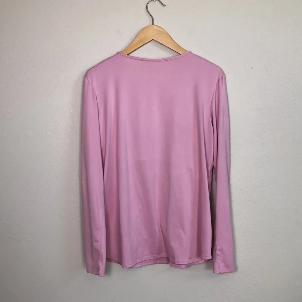 JU JU‎ JAMS Large Pink Blake Long Sleeve Tee 100% Modal Loungewear Built-in Bra